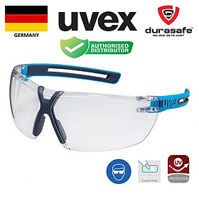 Kính UVEX 9199247 X-Fit Safety Blue Frame Clear Supravision Len  kèm hộp