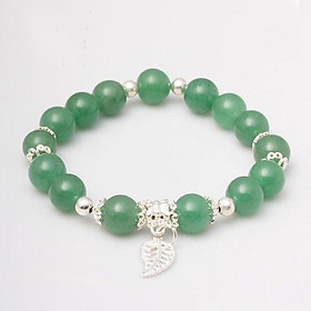 Vòng tay phong thủy đá Aventurine thiên nhiên 10 ly mix Charm Cát Tường Bạc 925