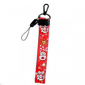 Nơi bán Móc khóa dây Strap dây vải ngắn hình chó Phát tài và hoa đào - đỏ - Giá Từ -1đ