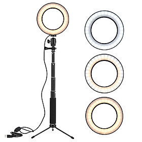  Đèn LED hình vòng tròn nhỏ có thể điều chỉnh độ sáng 3 chế độ 8 inch 