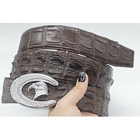 Thắt lưng nam da gai lưng cá sấu bản liền không nối 3,8cm,kem mặt khóa đính đá cao cấp bh 12tháng