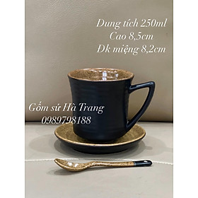 Mua Bộ cốc đĩa thìa gốm sứ Bát Tràng cao cấp dung tích 250ml