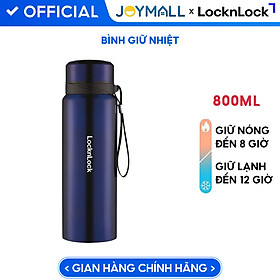 Bình Giữ Nhiệt Vacuum Bottle Lock&Lock màu xanh đậm LHC6180FU 800ml, Hàng chính hãng, thép không gỉ, độ bền cao - JoyMall