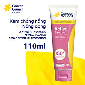 Kem chống nắng năng động Cancer Council - Active Pink SPF 50+/PA++++ 110ml