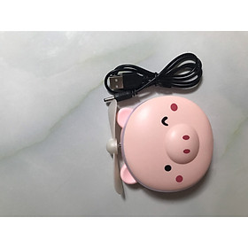Mua Quạt sạc mini hình heo hồng -  tích hợp gương trang điểm  đèn led và quạt -  kiểu dáng dễ thương  nhỏ gọn – dễ dàng mang theo