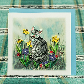 Thiệp Giấy Xoắn Động Vật - Con Mèo - NCC-A1508