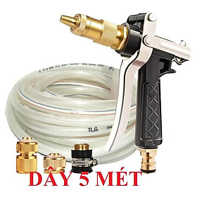 Mua Bộ dây vòi xịt nước rửa xe  tưới cây . tăng áp 3 lần  loại 3m  5m 206236 đầu đồng cút đồng+ tặng đai