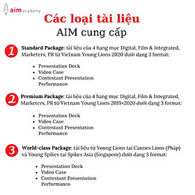 Tài Liệu Marketing - Gói Standard - Bài Thi Vietnam Young Lions 2020 - Video Case - Hạng Mục Marketers- Chuẩn quốc tế - Học mọi nơi  - VYLVC11 - Khóa học online [Độc Quyền AIM ACADEMY]