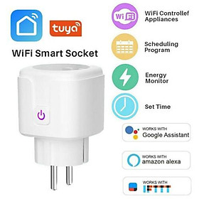 Smart WiFi Socket EU Plug 16A Power Monitor Tuya Outlet Alexa Google Home IFTTT