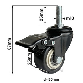 Mua Bánh xe đẩy hàng mini ty ren M8 M10 M12 JIROSHI  bánh xe công nghệ Nhật Bản  bánh 40mm