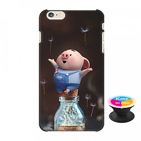 Ốp lưng nhựa dẻo dành cho iPhone 6 Plus in hình Heo Con Thư Giãn - Tặng Popsocket in logo iCase - Hàng Chính Hãng