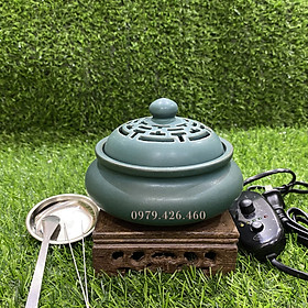 Mua Lư điện xông Trầm hương  tinh dầu bằng điện  có nhiều chế độ hẹn giờ tự động  điều chỉnh nhiệt độ - Màu xanh trơn