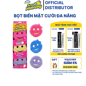 Mua Set 3 miếng Mặt Cười Colors Scrub Mommy -  2 mặt đa năng - an toàn - chống mùi