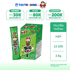 Hộp 12 Gói Snack Rong Biển TaoKaeNoi BIG ROLL Vị Truyền Thống