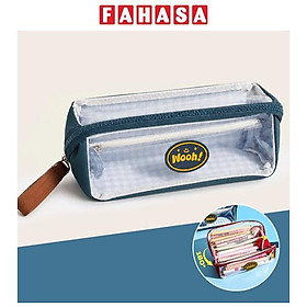 Bóp Viết Trong Suốt Caro Kèm Túi Mini - Yescholar 9357 - Màu Xanh Dương