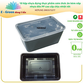 Mua 10 hộp nhựa đựng thực phẩm cơm  thức ăn  kèm nắp nhựa dẻo PP cao cấp chịu nhiệt tốt - E Green Dùng 1 Lần