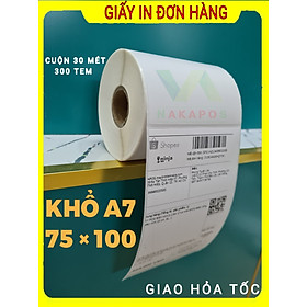 50 CUỘN GIẤY IN MÃ VẠCH 75X100MM , CUỘN,DECAL TEM NHIỆT 75X100MM