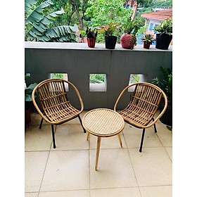 Mua (Combo siêu tiết kiệm) Bộ bàn ghế mây sò chân sắt phù hợp cho quán cafe / bộ decor gia đình / ban công / Homesta