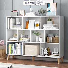 Kệ Đựng Sách Gỗ MDF FIVO FB60 (120 x 24 x 107cm) Nhiều Ngăn (Có Kèm Tấm Lưng) - Hàng Chính Hãng