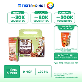 [15-17.07 QT Đơn 159K] Sữa hạt cao cấp Óc chó - Macca - Đậu Đen - Hạnh Nhân - Đậu Nành & Yến Mạch không thêm đường 190ml (9hộp/xách)
