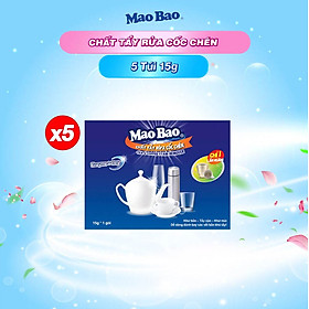 Combo 5 túi Chất Tẩy Rửa Cốc Chén Siêu Sáng Bóng Mao Bao 15g x1 gói