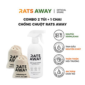 Combo đuổi chuột cho ô tô: Chai xịt 500ml + Túi treo RATS AWAY