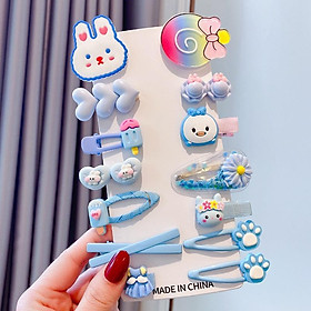 Set 14 kẹp tóc cho bé gái, màu sắc kẹo ngọt, dễ thương, phong cách Hàn Quốc xinh yêu