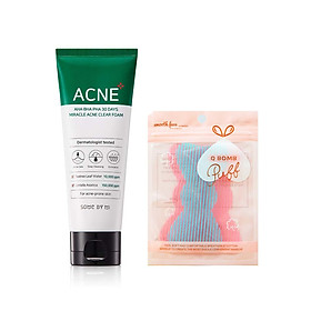 Sữa Rửa Mặt Làm Giảm, Ngăn Ngừa Mụn Some By Mi AHA-BHA-PHA 30 Days Miracle Acne Clear Foam 100ml tặng kèm miếng dán tóc