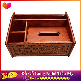 Mua Hộp đựng khăn giấy đa năng bằng gỗ hương chạm MÃ ĐÁO THÀNH CÔNG  sơn PU an toàn vệ sinh