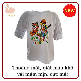 Áo trẻ em sơ sinh tay dài - màu trắng, họa tiết hoạt hình, thun 100% Cotton mềm mịn, thoáng mát - Shop TiVung chuyên quần áo