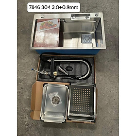 Mua  HOT   NEW  Chậu rửa chén một hố lớn inox 304 Cao Cấp 78 x46 GỒM VÒI THÁC NƯỚC