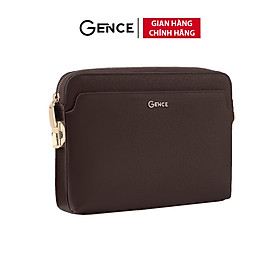 Clutch Da Ví Cầm Tay Kẹp Nách GENCE CK24 Da Bò Khóa Số Cao Cấp Màu Nâu
