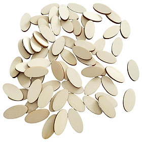 100 Pieces Rustic Oval Shapes Wooden Craft Decorations Wood Plaques Gift Tag Decor Supplies Arts Blank for Painting Home Crafts Projects DIY
