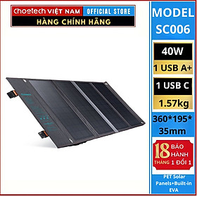 Mua Bộ sạc năng lượng Choetech SC006 di động 40W có thể gấp gọn (Hàng chính hãng)
