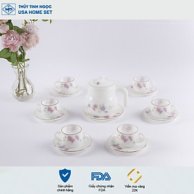 Mua Bộ ấm trà Thủy tinh ngọc MP USA Homeset P3066OPLSL hoa hồng