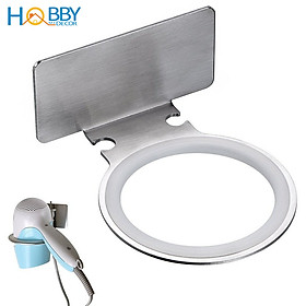 Mua Giá treo máy sấy tóc Inox 304 HOBBY Home Decor MS2 dán tường hoặc khoan - kèm keo dán 3M siêu dính và đinh ốc