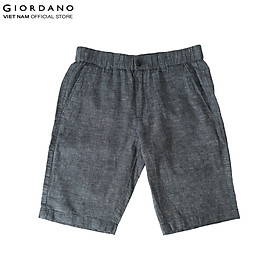 Quần Linen Shorts Nam Lưng Thun Nút Cài Giordano 01101207