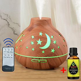 Combo Máy Khuếch Tán Tinh Dầu Máy Xông Tinh Dầu  Tinh Dầu Sả Chanh Nguyên Chất 10ML Chuyên Dụng Xông Tinh Dầu Gia Đình, Văn Phòng, Có Remote Điều Khiển và Đ