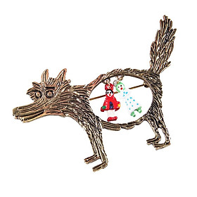 Trendy Red Riding Hood Fairy Tale Cartoon Wolf Animal Theme Xmas Brooch Pin