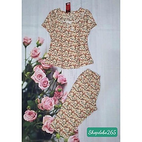 Đồ bộ nữ,đồ ngủ mặc nhà lửng vải lụa họa tiết hoa nhí dễ thương size 45-65kg