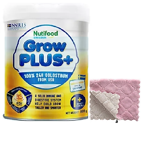 Sữa bột Nutifood Grow Plus vàng 1+ 800G bổ sung sữa non-tặng khăn