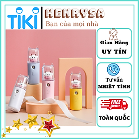 MÁy phun sương nano mini cầm tay  bò sữa, thỏ dễ thương HR ( giao mẫu ngẫu nhiên) tặng kèm hình dán 