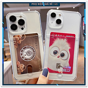Ốp lưng trong suốt kèm khe đựng thẻ cho iPhone 5/5s, 6/6s, 6 Plus/6s Plus, 7/8/SE 2020, 7 Plus/8 Plus