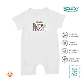 Bộ liền thân, bodysuit cộc tay cúc chéo cho bé sơ sinh nhiều màu sắc Boube, vải Cotton organic thoáng mát - Size 0-12M