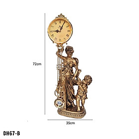 Đồng hồ quả lắc để bàn DH67-B - Đồng hồ để bàn cổ điển đẹp sang trọng kích thước  35 x 21 x 72cm để kệ tủ trang trí phòng khách nhà ở