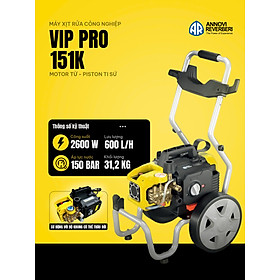 Máy xịt rửa xe chuyên dụng Annovi Reverberi VIP Pro 151K motor từ, áp lực 150BAR, 2600W- Hàng chính hãng 