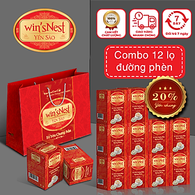 Combo 12 lọ Yến sào cao cấp win'sNest tổ yến chưng sẵn đường phèn 20% (70 ml/ lọ)