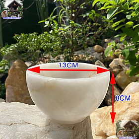Bát đá thạch anh trắng mang đến một môi trường sống tích cực nặng 920gr-13cm B59