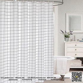 Rèm phòng tắm chống thấm nước cho phòng tắm Họa tiết sọc kẻ caro Minimalist Bắc Âu hiện đại kích thước 180*180cm