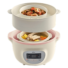 Nồi Nấu Chậm 1,6L Bear SUBE002 Đa Năng Bản Tiếng Viết - Hồng - Hàng Chính Hãng